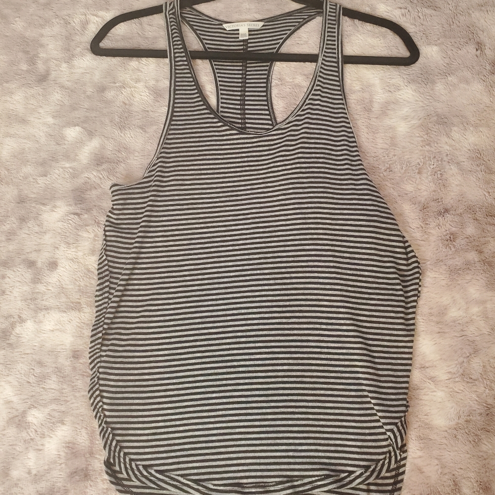 Victoria Secret workout Tank XS Black and gray striped